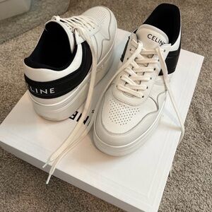 Celine Ivory and Ebony Leather Sneakers